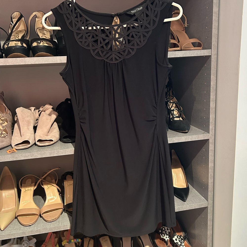 White House Black Market Black Dress with Intricate Neckline